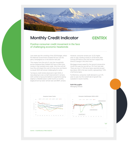Get the latest monthly Centrix credit indicator report